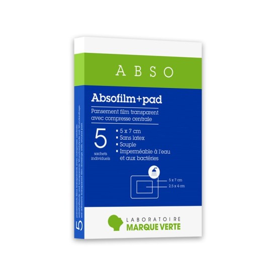 Pansements film adhésif stériles Absofilm+Pad 5 sachets individuels