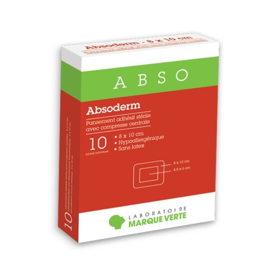 Pansements adhésifs stériles avec compresse centrale Absoderm 10 sachets individuels