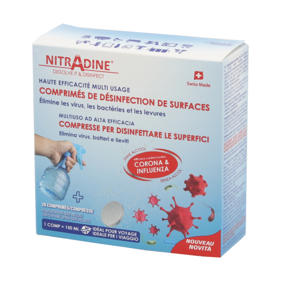 NITRADINE Désinfectants pour surfaces 20 comprimés